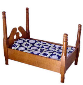 Wood bed with coverlet for american girl dolls