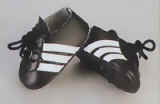 Black Soccer Shoes with White Stripes