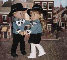 Girl doll and boy doll dancing