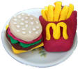 Min play food for dolls. Chesseburger and fries