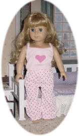 Pink PJs on an 18 Inch Doll