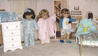 3 18 Inch Dolls dressed in Pajamas