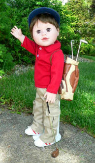 boy doll golfer and bag