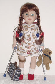disabled doll getting ready for short hospital stay
