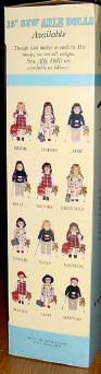 side panel of box showing all 12 dolls