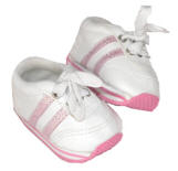 Pink and white doll shoes