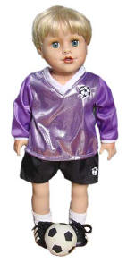 18 inch Doll in a Purple Soccer Outfit