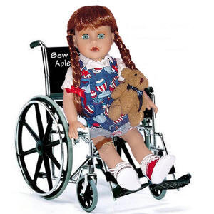 Handicapped doll in a wheelchair